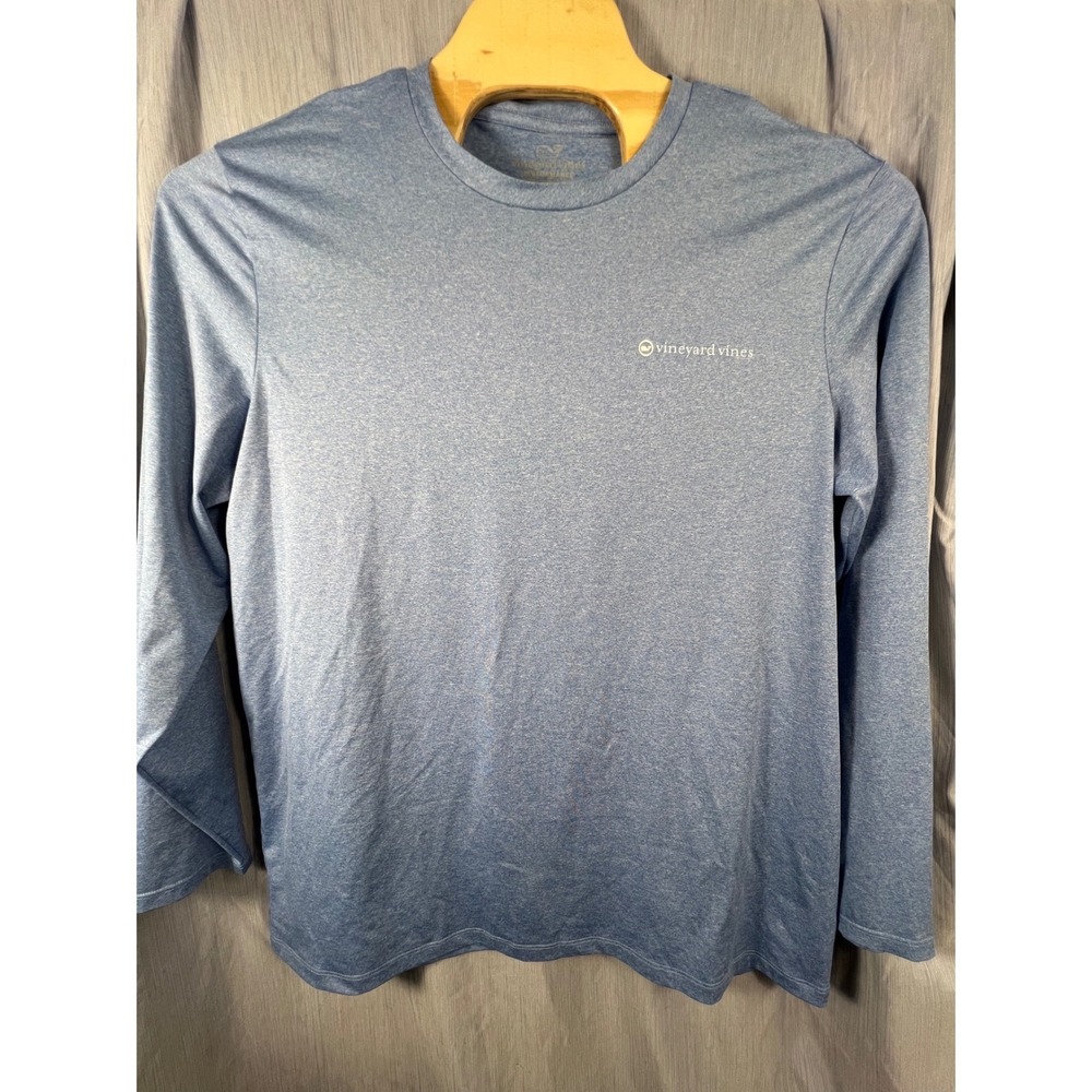 Vineyard Vines Performance Long Sleeve Shirt Mens Large Blue Fishing BoatGraphic